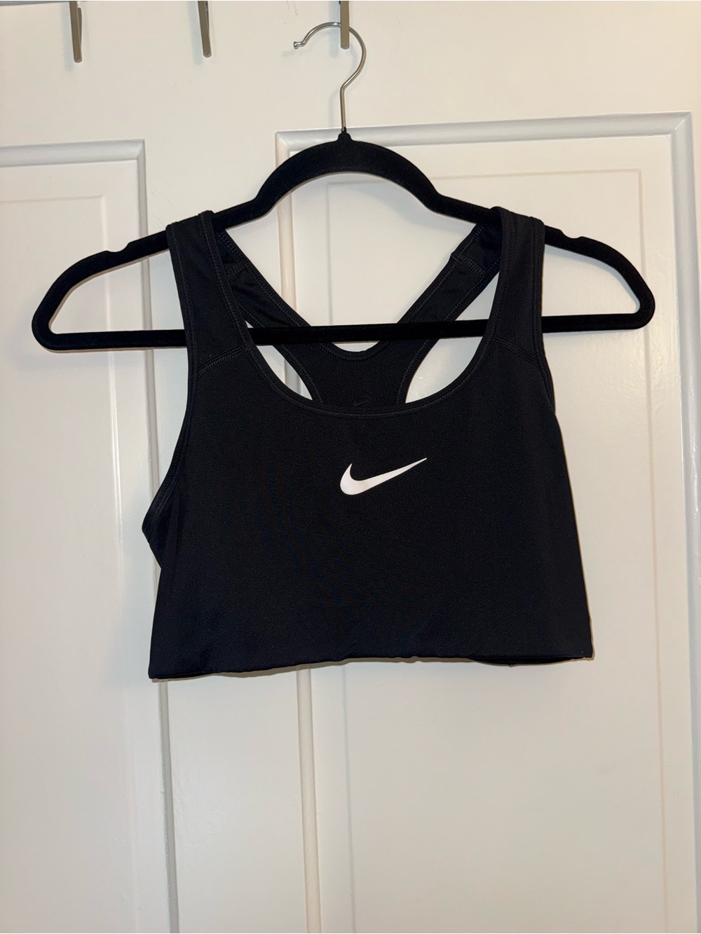 Nike Black Racerback Sports Bra with White Swoosh